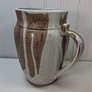Rustic Brown and White Ceramic VASE 7 Inches Tall